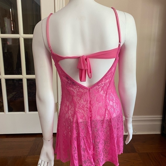 Betsy Johnson Intimates Pink Lace Babydoll Chemise Size Small - Picture 5 of 6